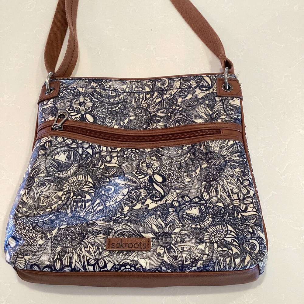 Sakroots Navy Blue Spirit Desert Floral Crossbody Adjustable Strap Granny core